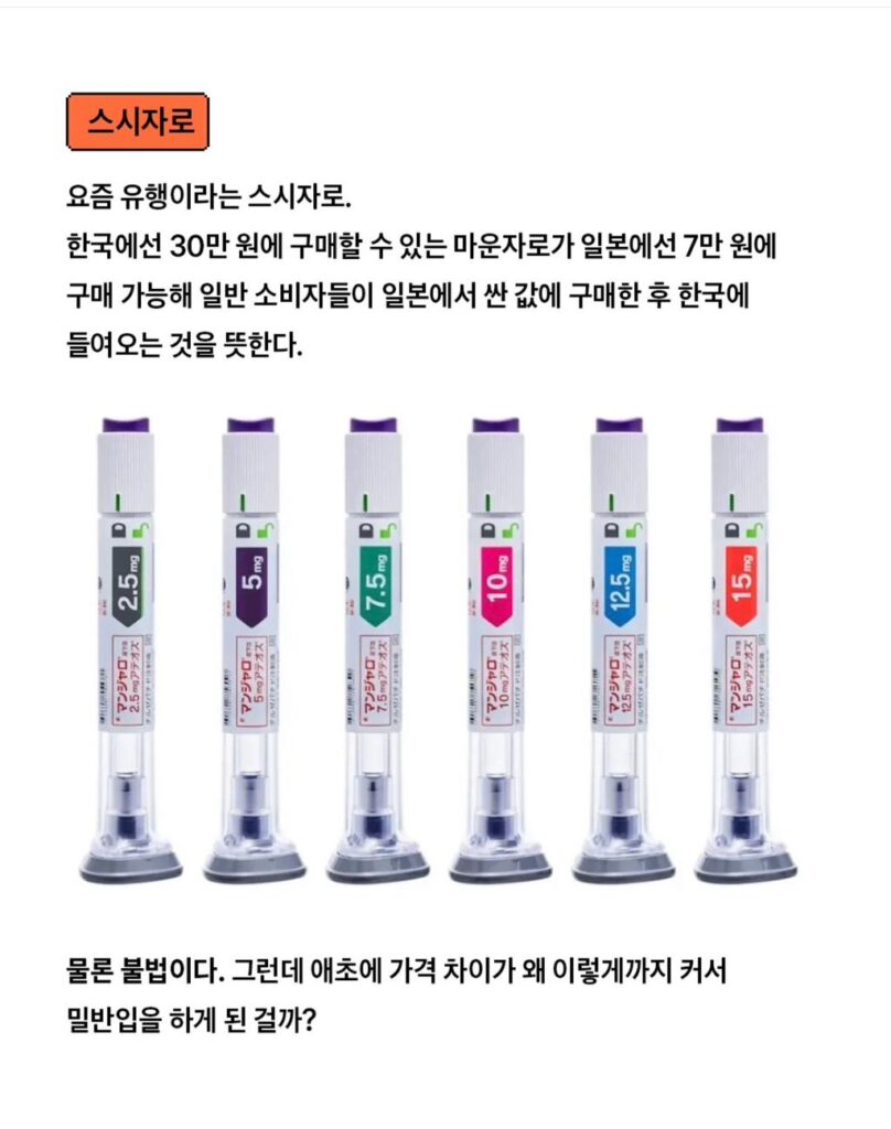 한국 마운자로 가격이 일본의 3배인 이유