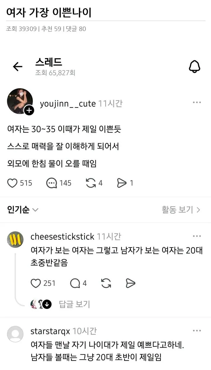 여성이 가장 아름다운 나이