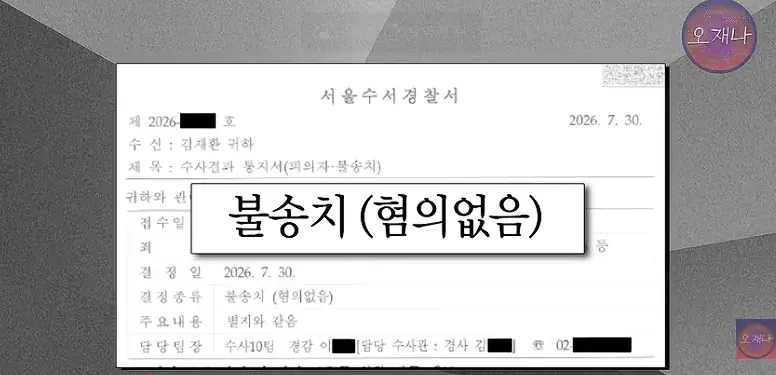 더본코리아 김재환 PD 관련 형사고소 처리 결과