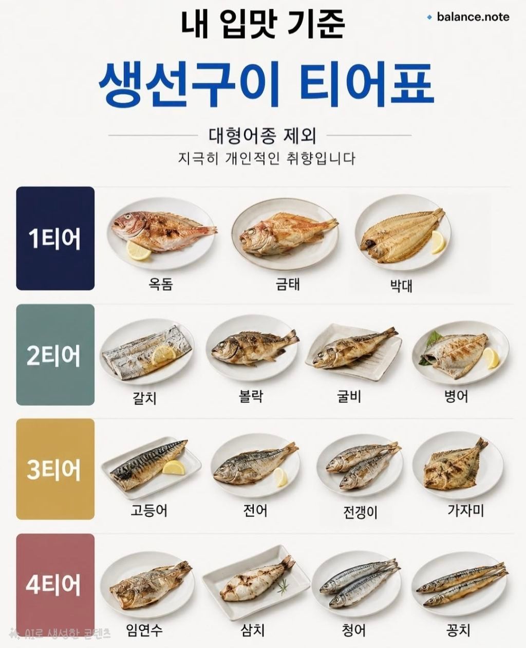 생선구이, 내 입맛대로 티어 리스트