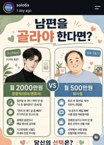 남편을 둘 중 골라야 한다면?