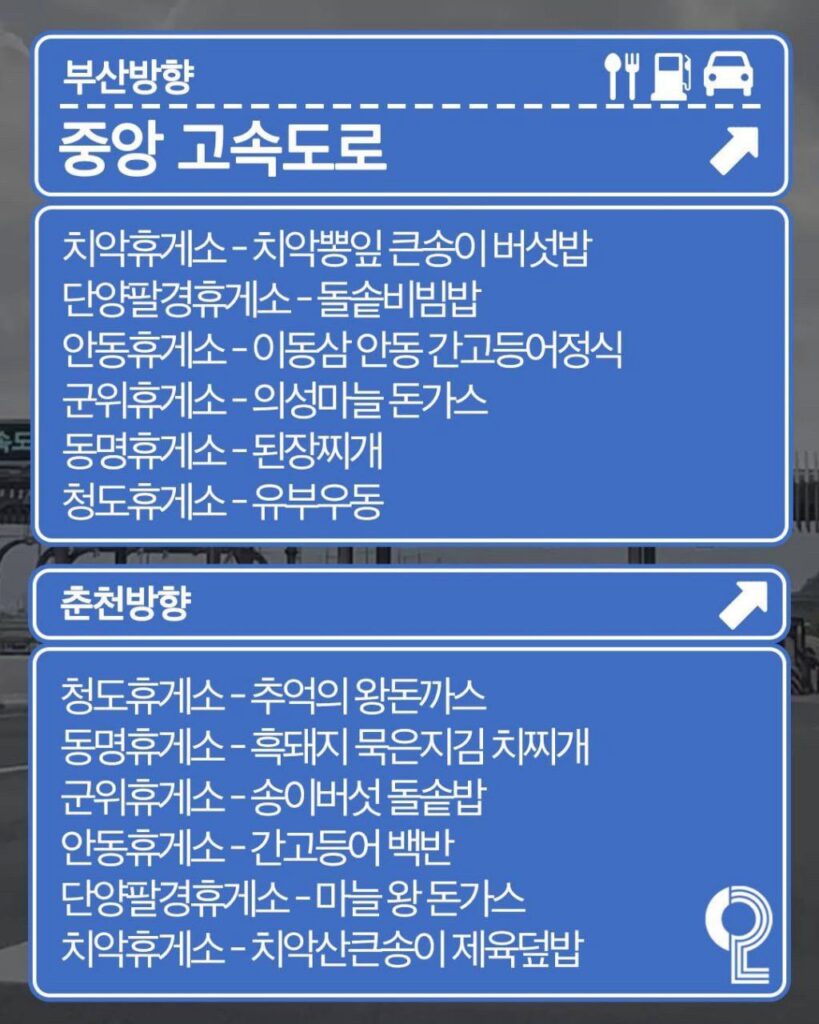 전국 휴게소 맛집 추천 리스트