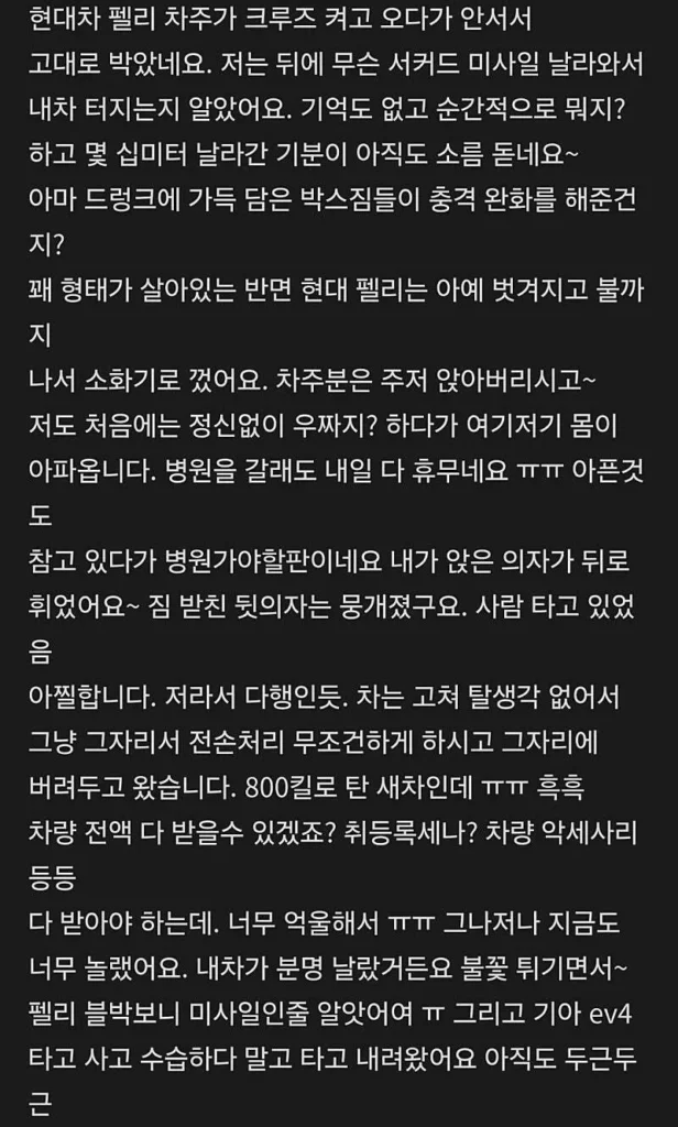 현대 펠리세이드, BYD 씨라이언과 크루즈 주행 중 추돌 사고.
