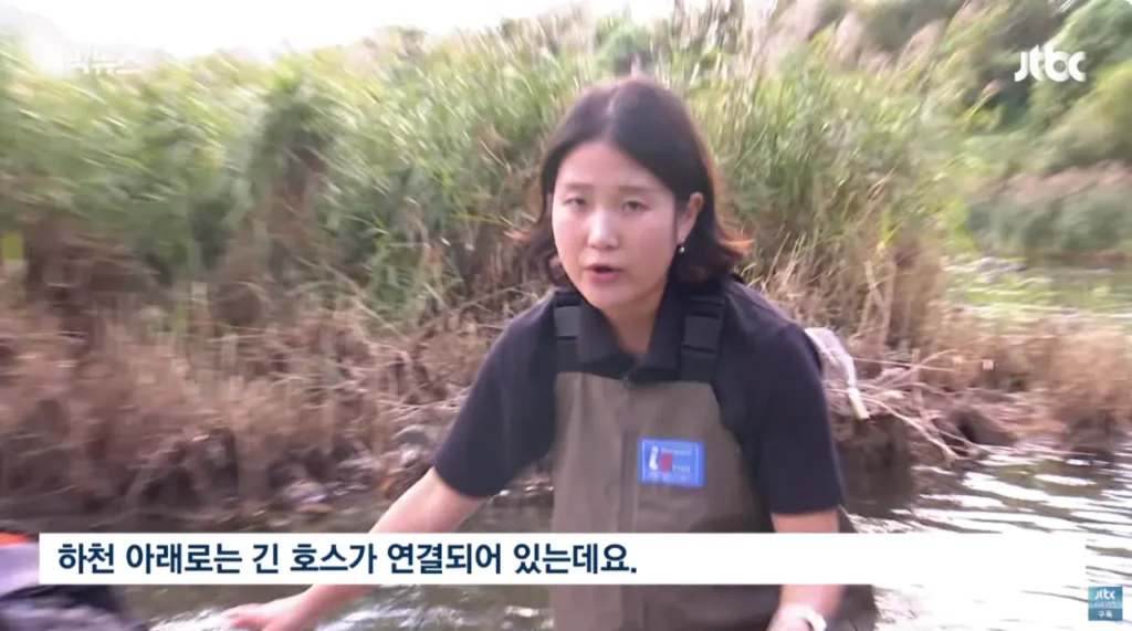 하천을 훼손하며 사금을 채취하는 사람들