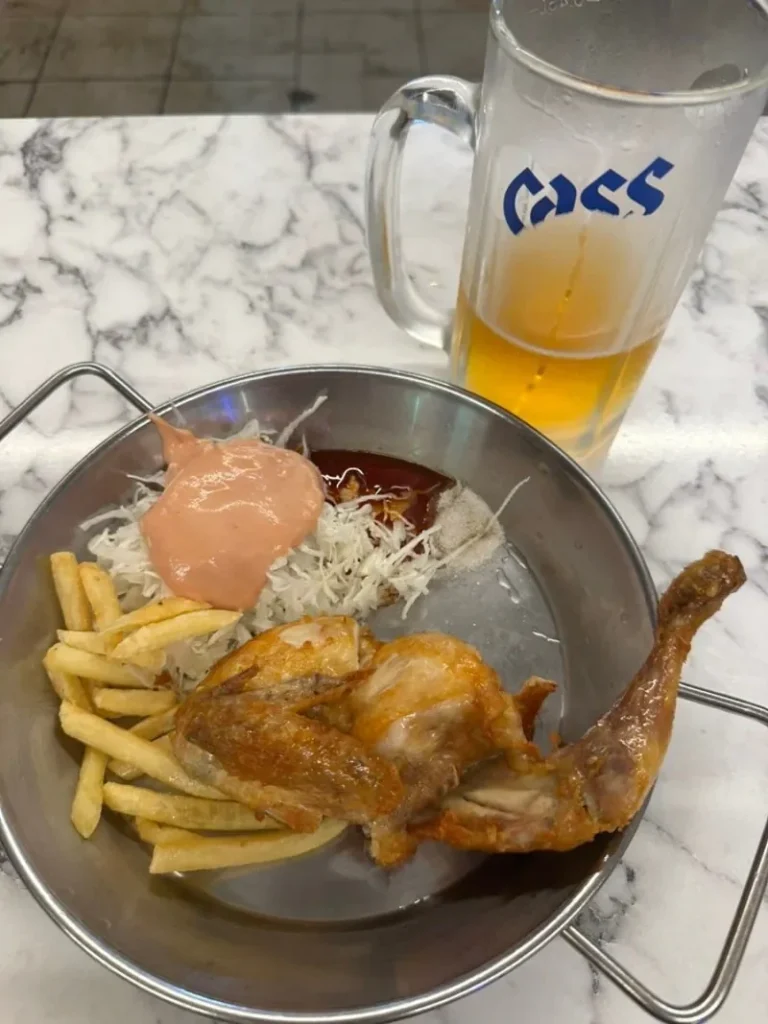 치킨 반마리 6000원, 맥주 500cc 판매점