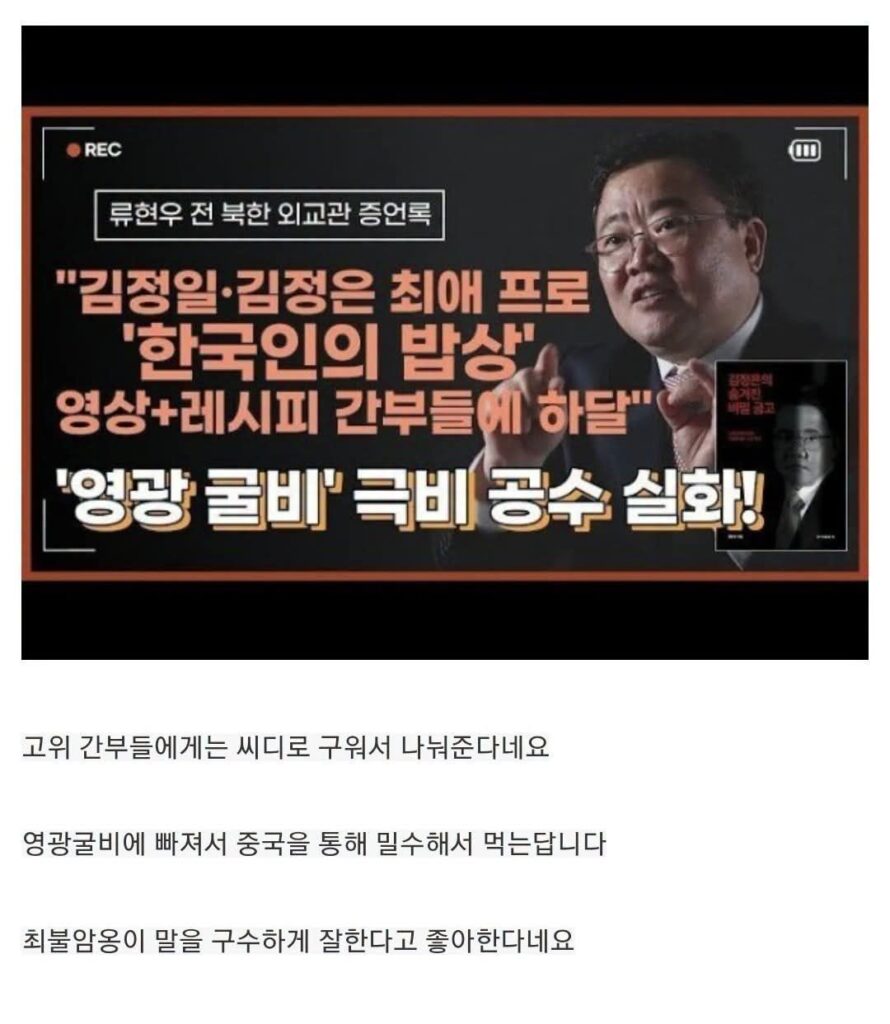 김정은이 시청한다는 남한 TV 프로그램