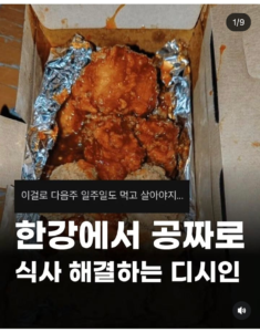 한강에서 무료 식사 해결하는 디시인
