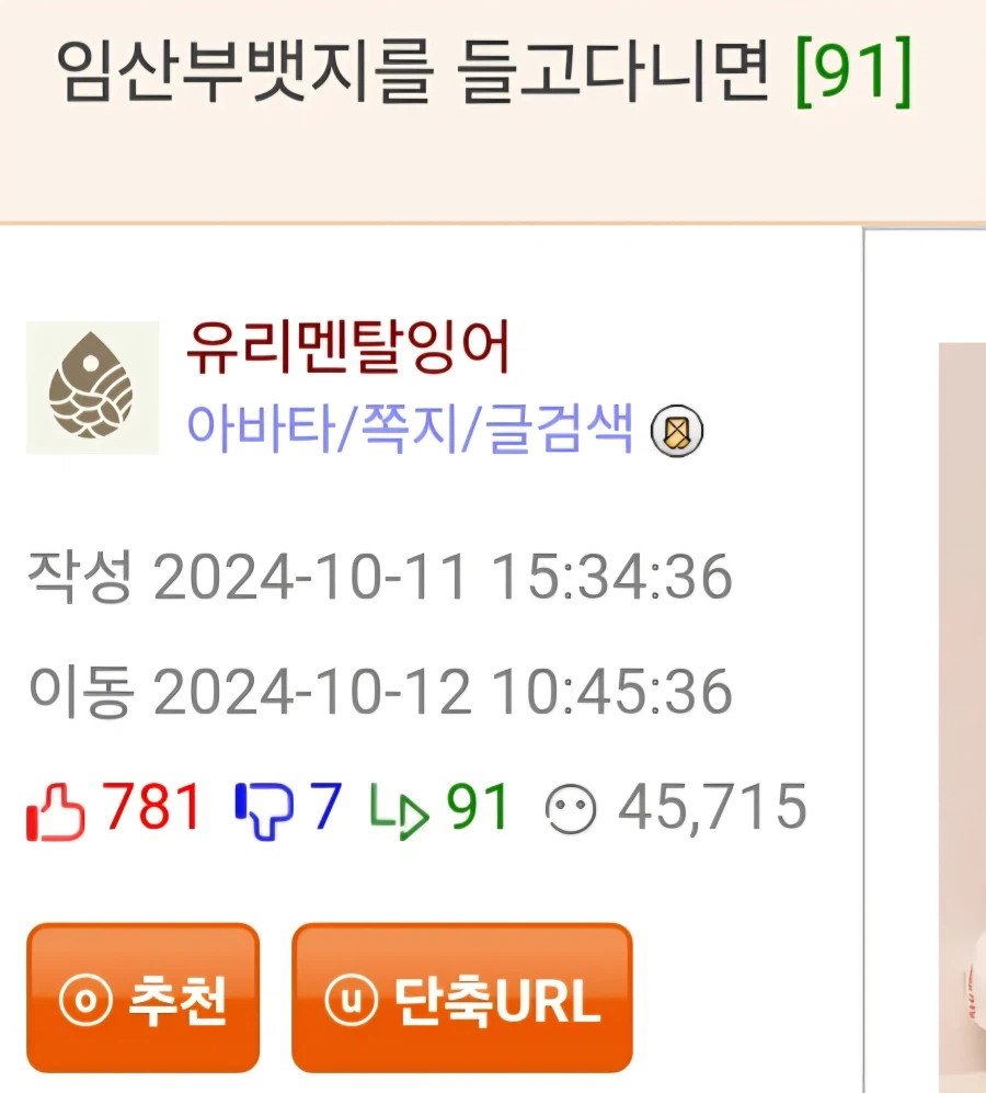 임산부 배지 착용 시 받는 반응들
