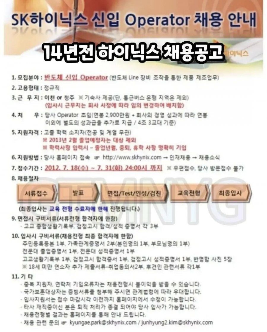14년전에 올라왔던 하이닉스 채용공고