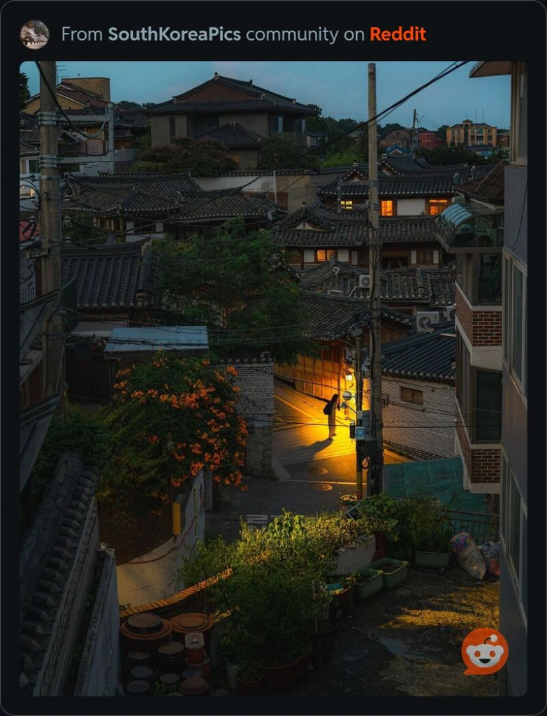 한국 풍경, 레딧에 소개되다