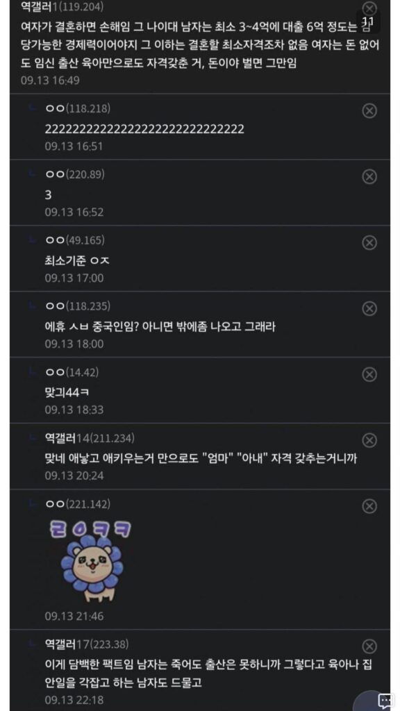 남자가 최소자격없으면 결혼포기하라는 여자