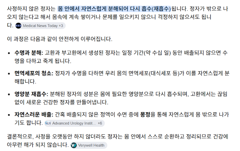사정하지 않은 정자는 어떻게 되는 걸까?