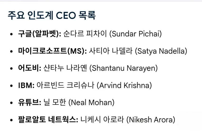 미국 대기업 CEO로 인도인들이 선호되는 까닭.