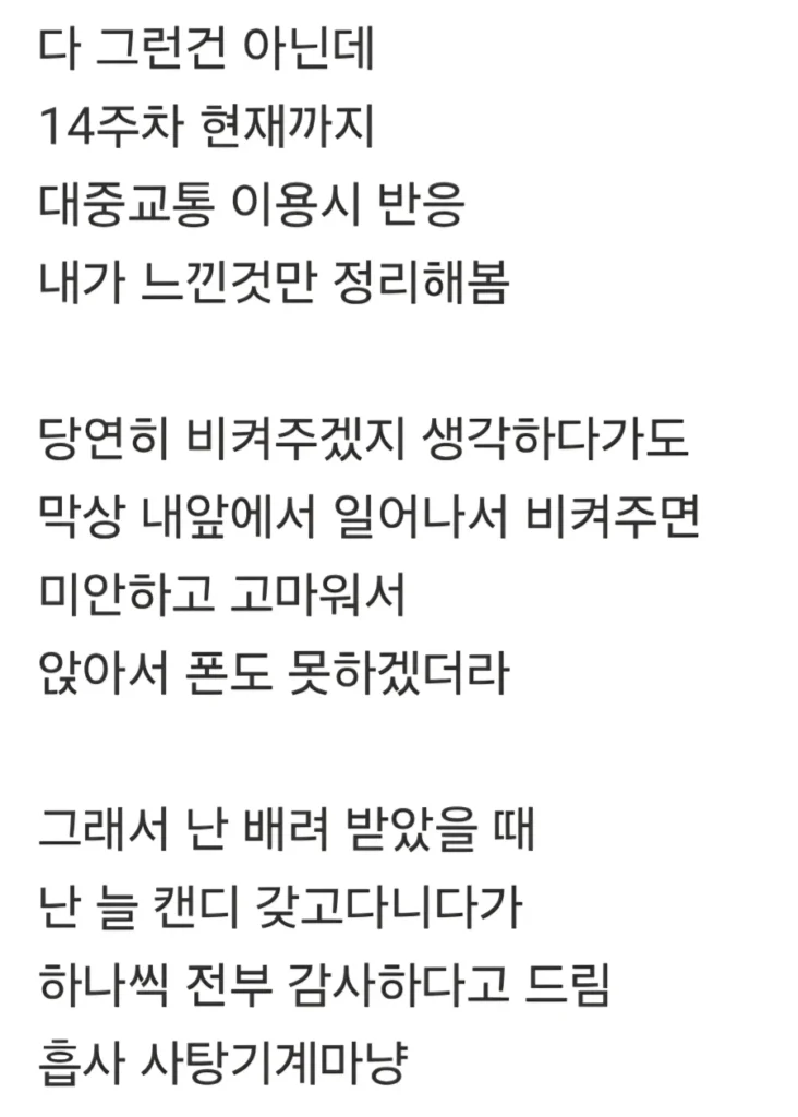 임산부 배지 착용 시 받는 반응들