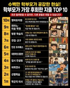 학부모님들이 후회하는 10가지 지출
