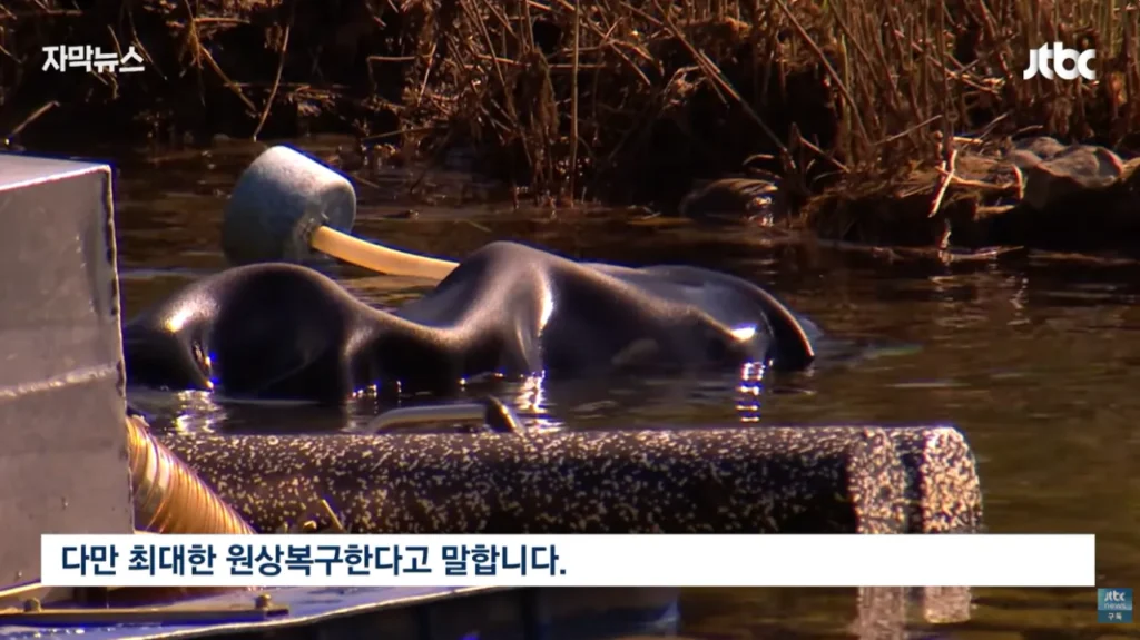 하천을 훼손하며 사금을 채취하는 사람들