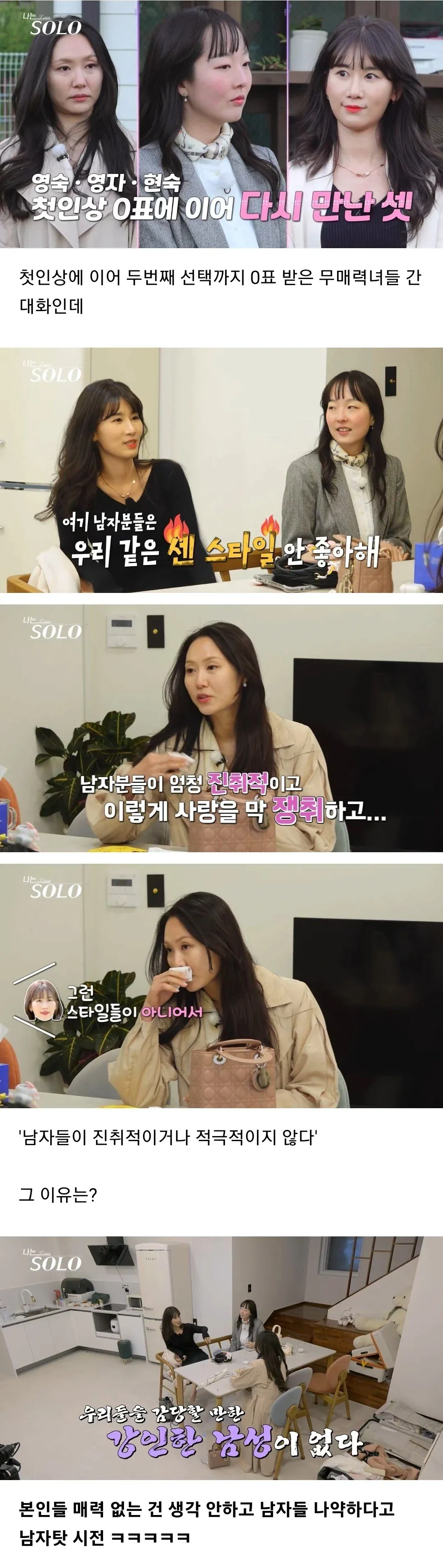 남자들이 예전같지 않게 소극적이라 불만인 여성들