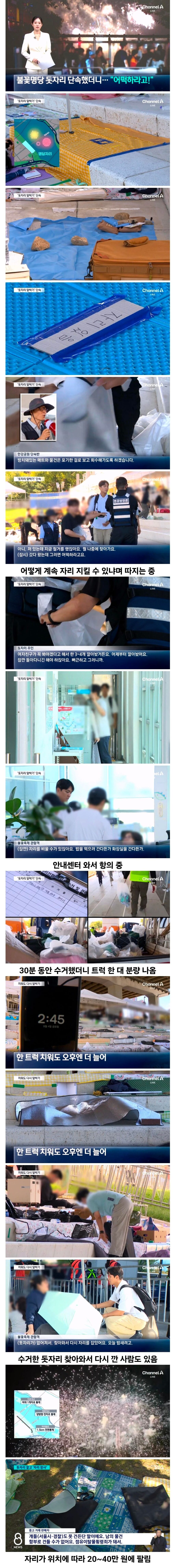 여의도 한강공원 돗자리 단속 후 결과