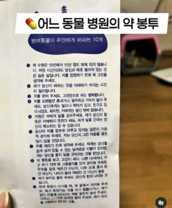 동물 병원 약 봉투 관련 내용