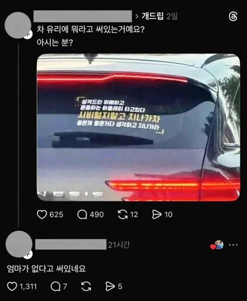 차량에 45자나 되는 문구