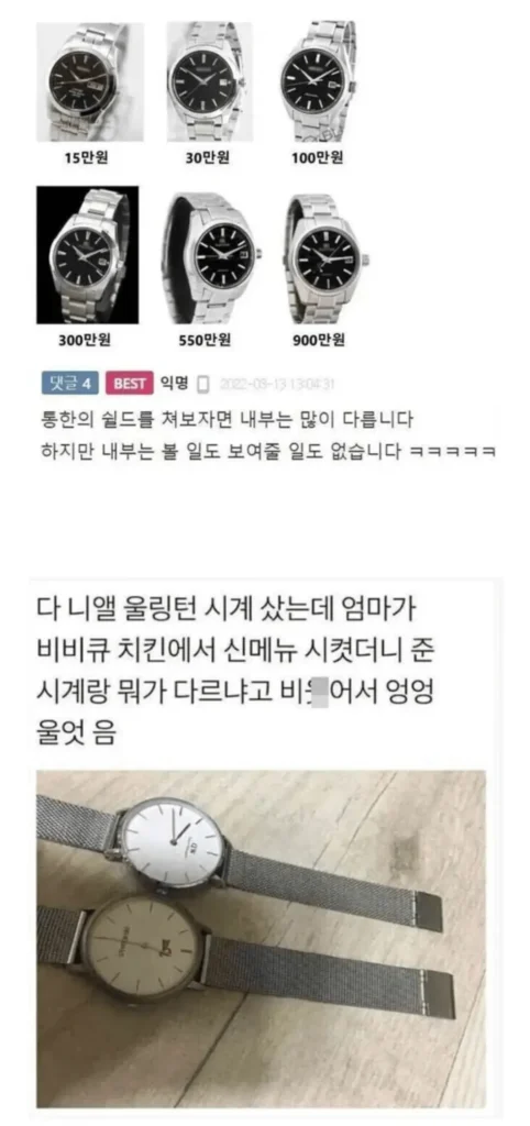 시계 갤러리 주의사항 및 금지 이미지