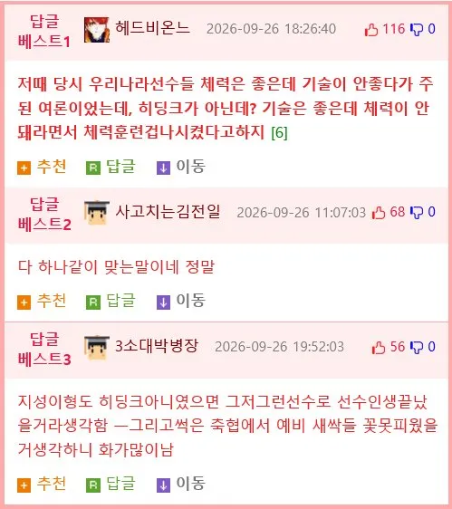 히딩크가 평가한 당시 대한민국 선수들의 재능