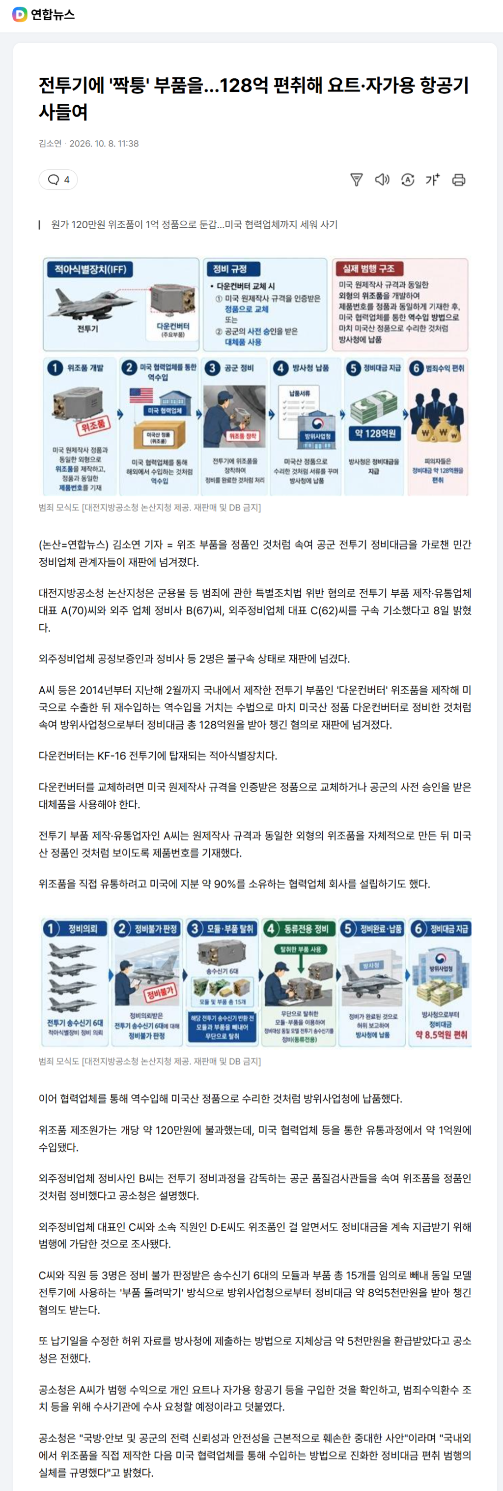 전투기에 '짝퉁' 부품을…128억 편취해 요트·자가용 항공기 사들여