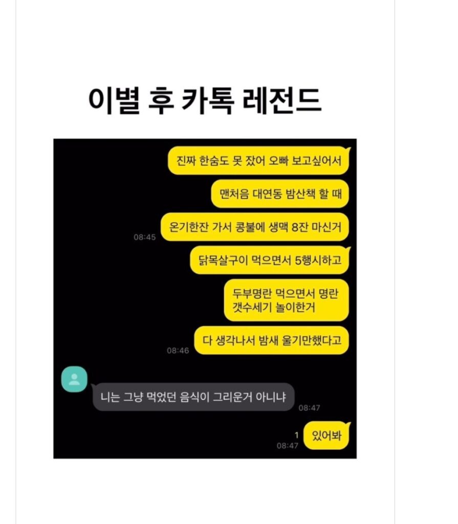 이별 후 카톡 레전드
