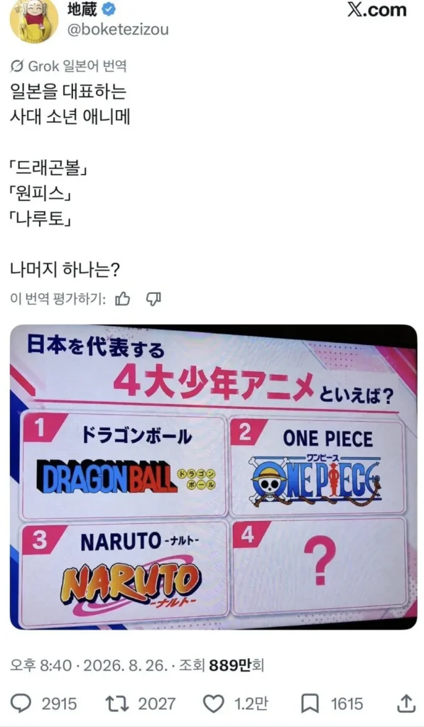 일본에서 논쟁중인 4대 애니메이션