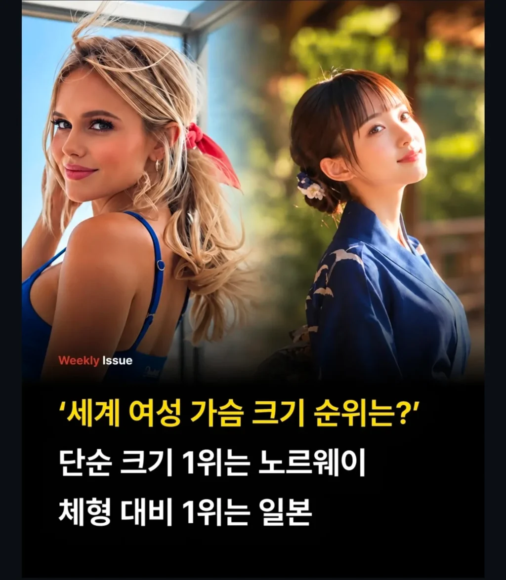 전세계 여성의 가슴 크기 순위 1위 국가