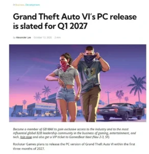 GTA6 PC버전이 내년 1분기에 출시된다는 루머