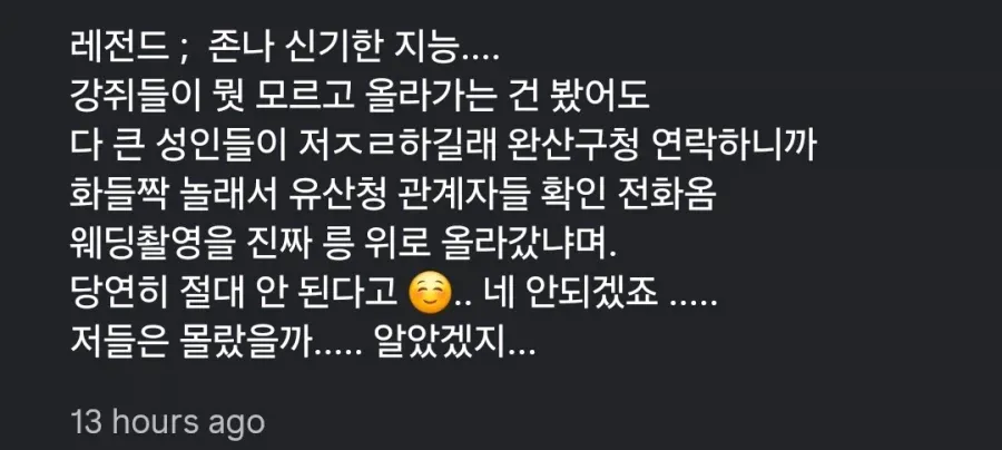 무덤에 올라가 웨딩촬영한 커플