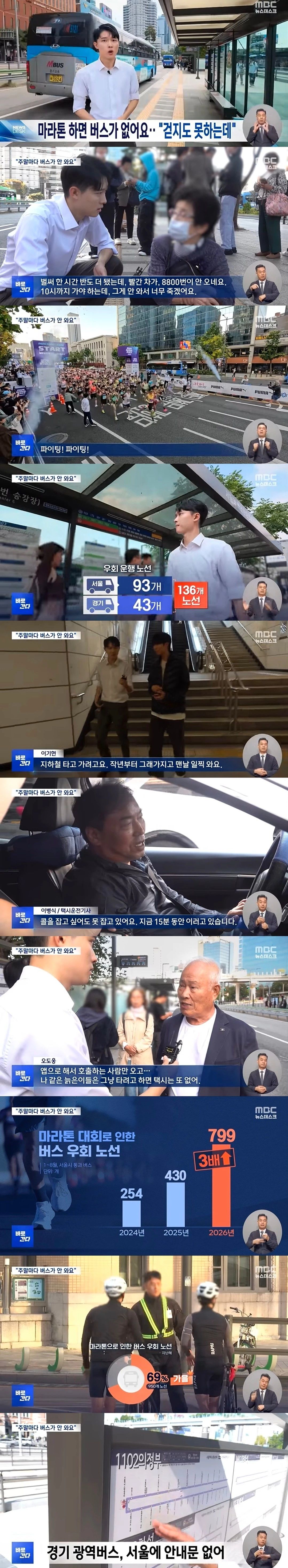 "한 시간 반째 버스가 안 와요"‥마라톤하면 버스가 안 온다