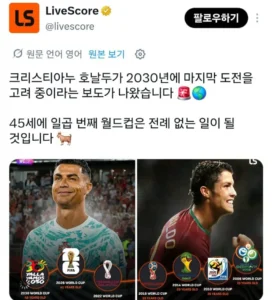 호날두 "2030 월드컵 마지막 도전을 고려중"