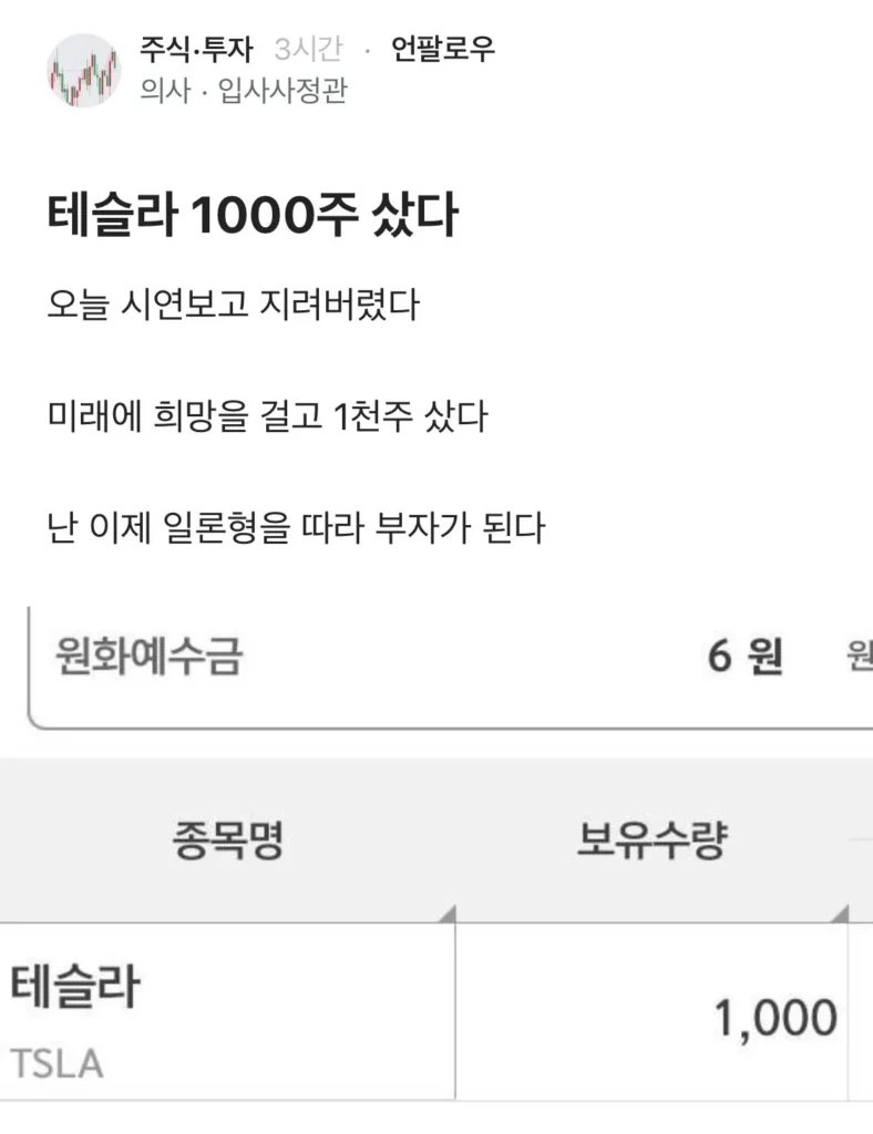 테슬라 로드스터보고 현대차 주식 다 팔고 테슬라 매수했다는 사람