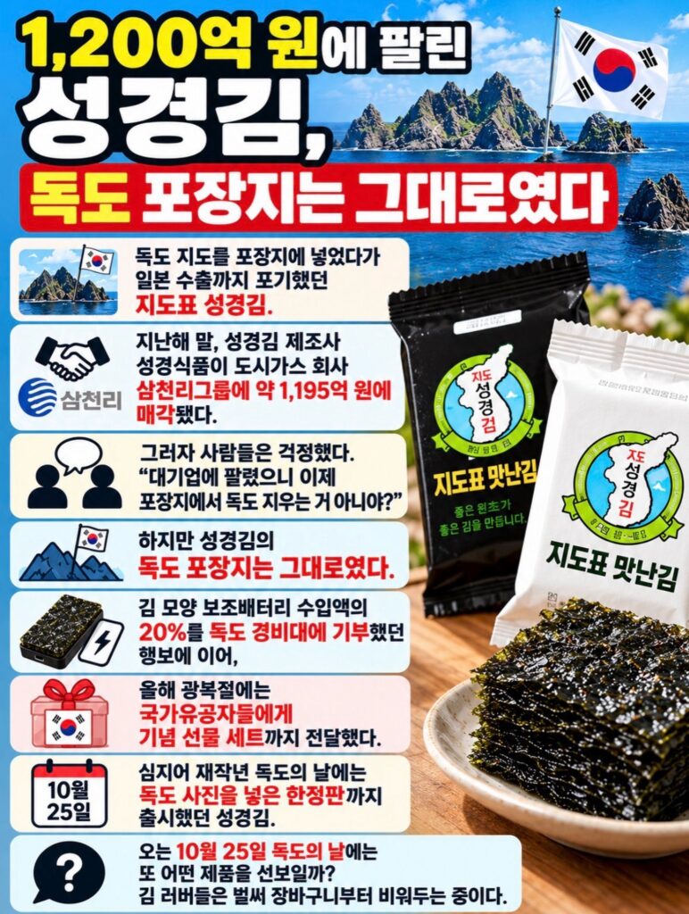 1,200억원에 팔린 성경김, 독도포장지는 그대로였다