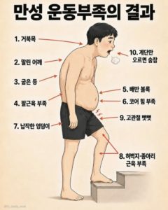 만성 운동부족 남자 몸매 특징