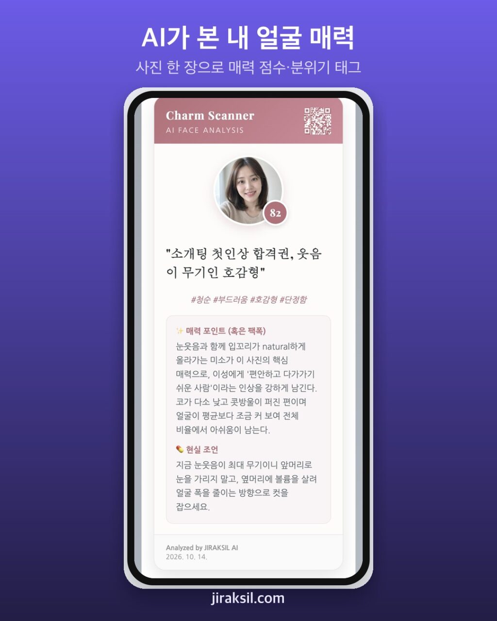 "사진 한 장이면 매력 분석 끝"… 118만 번 쓰인 AI 얼굴 매력 찾기, 가상 인물로 돌려보니 '82점·상위 11%'