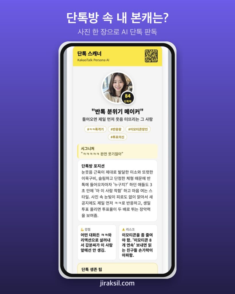 "사진 한 장으로 단톡방 본캐 판독"… AI에 가상 인물 넣어 보니 '반톡 분위기 메이커, 단톡력 84'