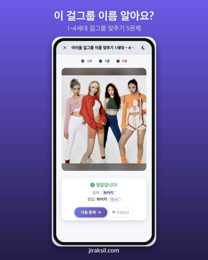 "사진 한 장에 그룹명이 바로 나올까"… 12만 번 플레이된 '걸그룹 이름 맞추기', 직접 풀어보니 '5문제 중 4개'