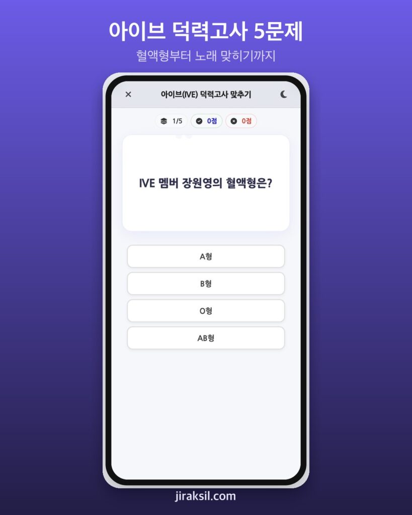 "혈액형까지 물어본다"… 9만 7천 번 플레이된 '아이브 덕력고사', 직접 풀어보니 '5문제 중 4개'