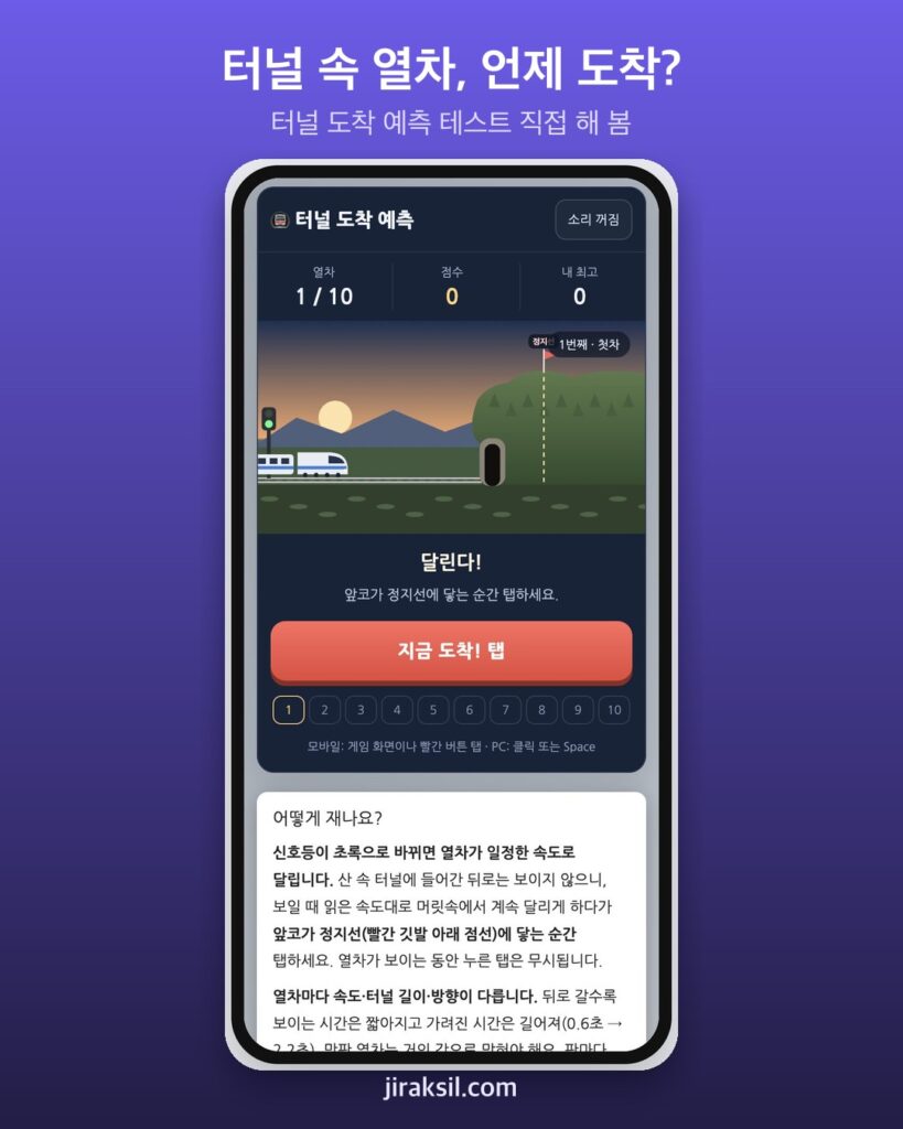 "터널 속 열차, 언제 도착할까"… 터널 도착 예측 테스트 직접 해 보니 '785점 베테랑 기관사'