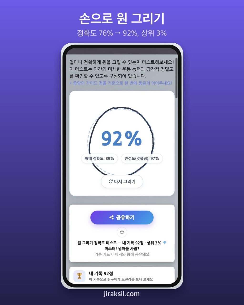 "끝을 맞물려야 산다"… '원 그리기 정확도 테스트', 직접 그려 보니 76점에서 92점