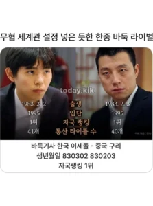 무협 세계관 같은 한중 바둑 라이벌